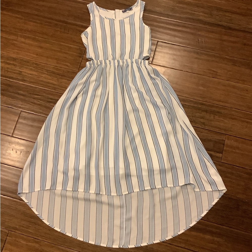 Striped Blue and White Sleeveless Dress